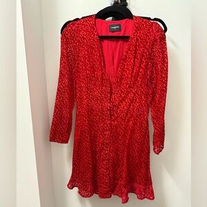 The Kooples Red Leopard Print Velvet Dress